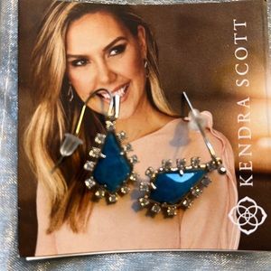 Kendra Scott Juniper Drop Aqua Apatite Signature silhouette earrings in silver